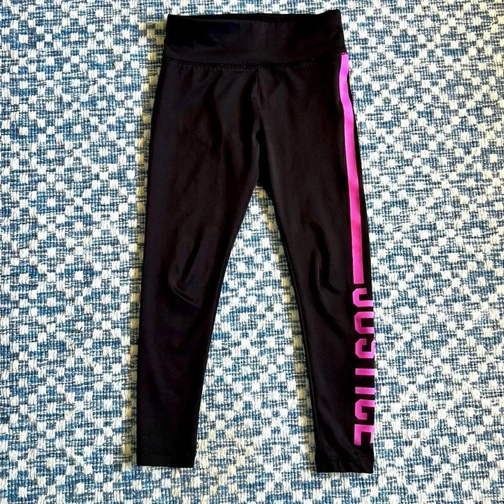 Justice Girls Sz 6 Distressed Black & Pink Leggings